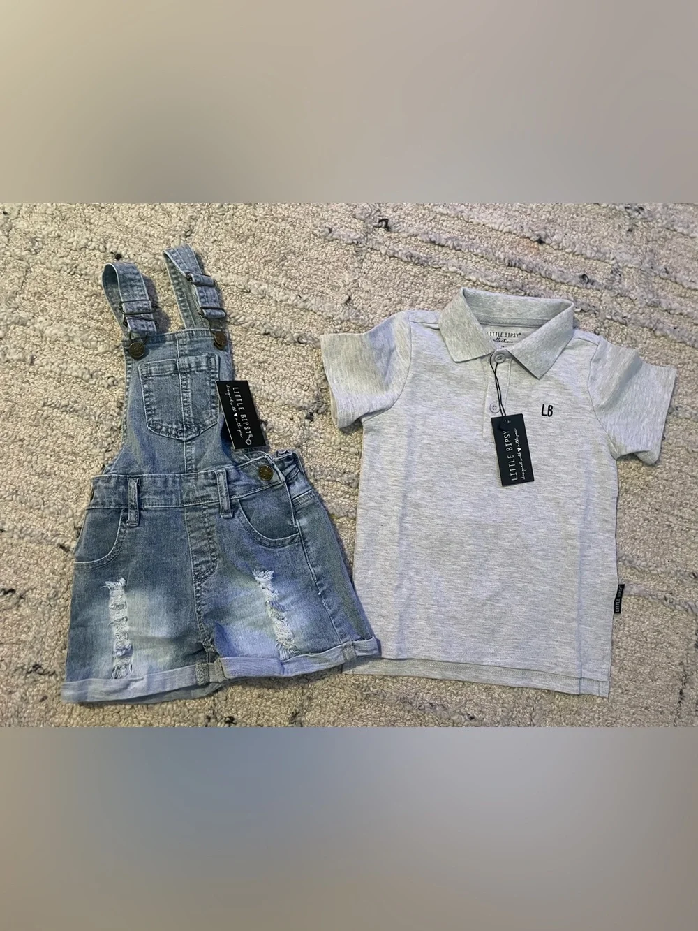 Little Bipsy Toddler Overalls/Shortalls and Polo Shirt size 3-4T